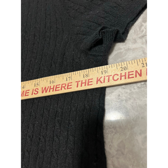 Women's Lauren Ralph Lauren Black wool Cable Knit Short Sleeve Sweater L - Picture 7 of 8